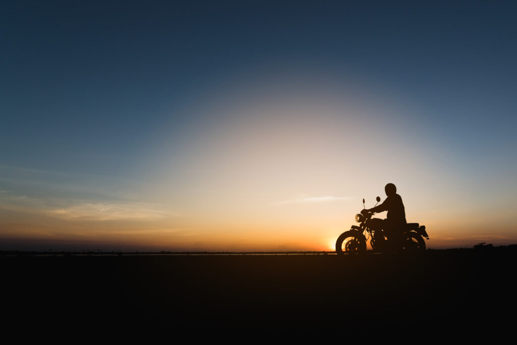 motorcycle in the sunset